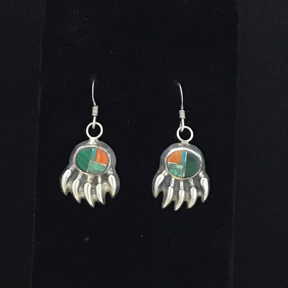 Sterling Silver Vintage Drop Navajo Earrings - Picture 3 of 9